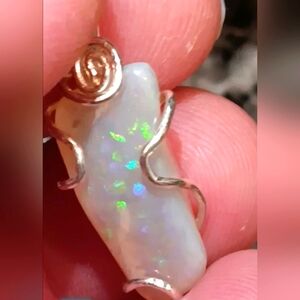 Australian Crystal Opal Pendant Sterling Silver Mintabie Amazing Colors